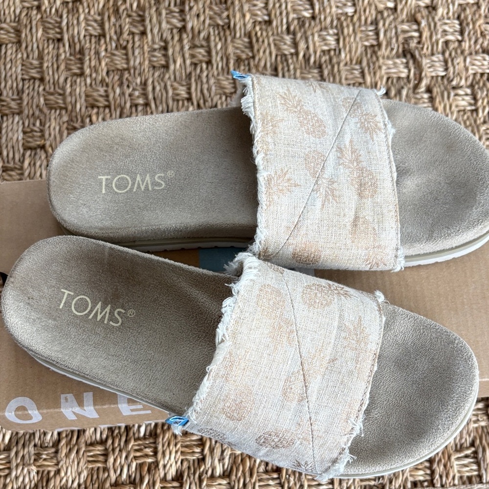 TOMS Gold Metallic Pineapple Slides